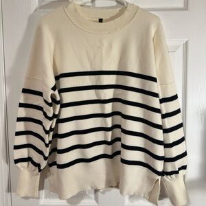 Striped Black and Cream Women's Sweater
